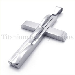 Colgante De Cruz De Titanio Para Hombre De Moda Plateada
