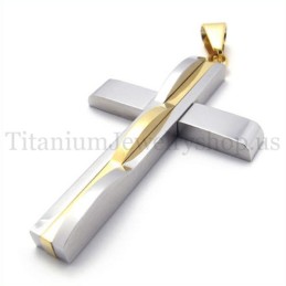 Colgante De Cruz De Titanio Para Hombre De Moda Dorada