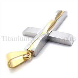 Colgante De Cruz De Titanio Para Hombre De Moda Dorada