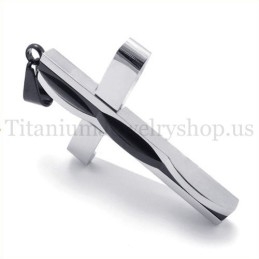 Colgante De Cruz De Titanio Para Hombre De Moda Negra