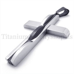 Colgante De Cruz De Titanio Para Hombre De Moda Negra