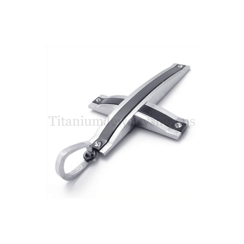 Colgante De Cruz De Titanio De Moda Súper Sucinto Negro