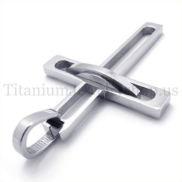 Colgante De Cruz De Titanio De Moda Para Hombre Noble De Plata