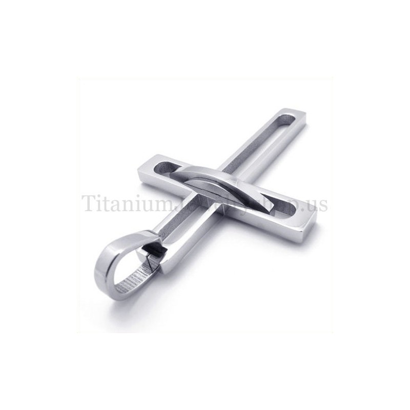Colgante De Cruz De Titanio De Moda Para Hombre Noble De Plata