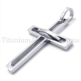Colgante De Cruz De Titanio De Moda Para Hombre Noble De Plata