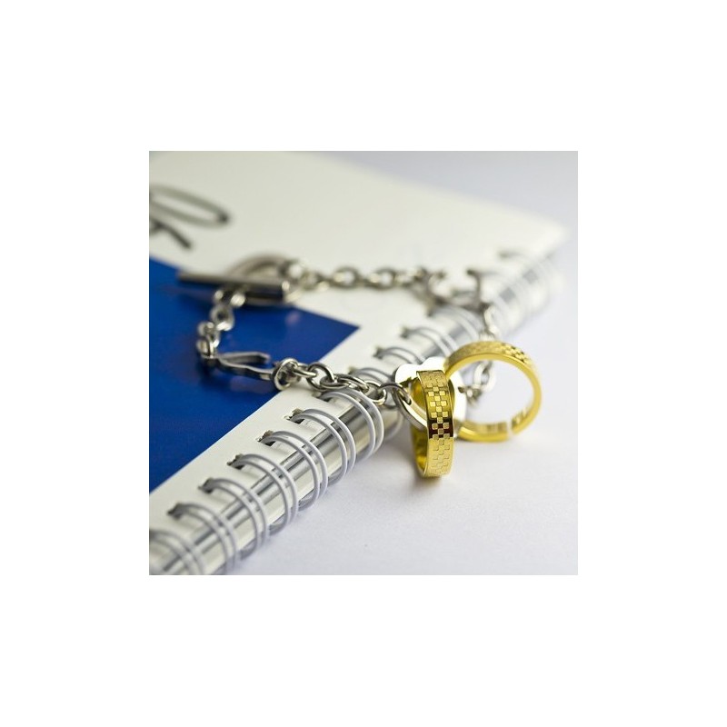Pulsera De Titanio Con Doble Círculo Dorado Pulsera De Titanio Con Doble Círculo Dorado
