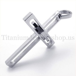 Colgante De Cruz De Titanio De Moda Para Hombre Noble De Plata