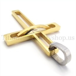 Colgante De Cruz De Titanio De Moda Para Hombre Noble Dorado