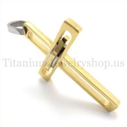 Colgante De Cruz De Titanio De Moda Para Hombre Noble Dorado