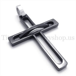Colgante De Cruz De Titanio De Moda Para Hombre Noble Negro