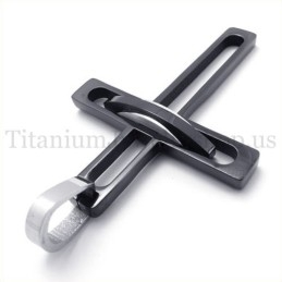 Colgante De Cruz De Titanio De Moda Para Hombre Noble Negro