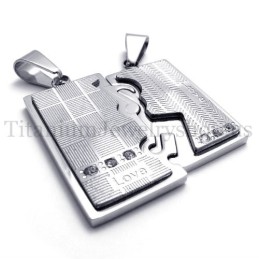 Colgante De Titanio Con Dos Capas Entrelazadas De Plata Para Amantes