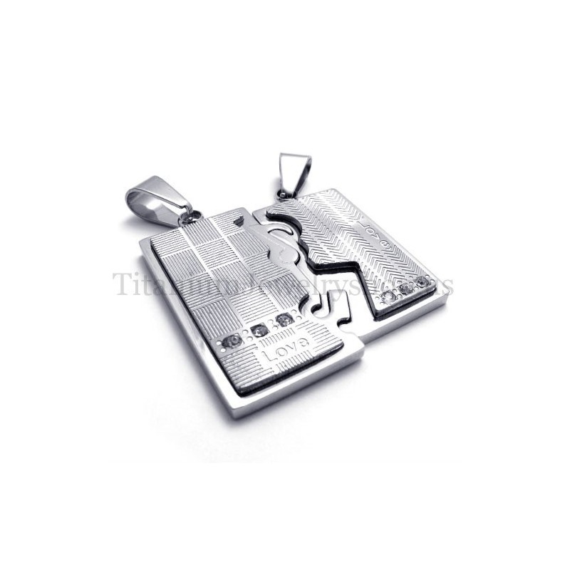 Colgante De Titanio Con Dos Capas Entrelazadas De Plata Para Amantes Colgante De Titanio Con Dos Capas Entrelazadas De Plata Para Amantes