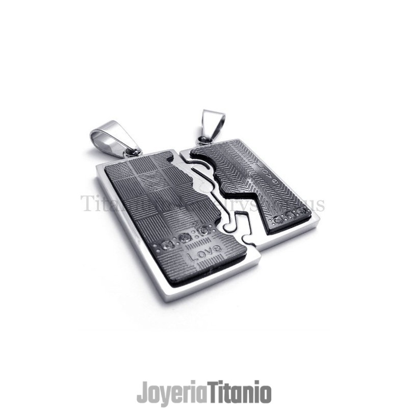 Colgante De Titanio Negro De Dos Capas Entrelazadas Para Amantes Colgante De Titanio Negro De Dos Capas Entrelazadas Para Amantes
