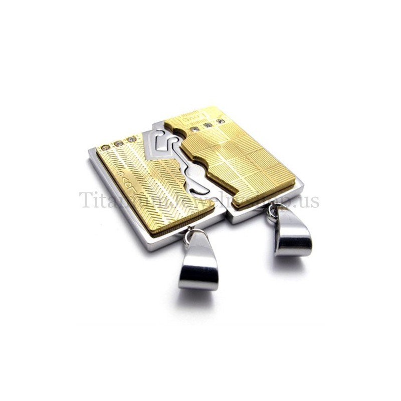 Colgante De Titanio Con Dos Capas Entrelazadas De Oro Para Amantes Colgante De Titanio Con Dos Capas Entrelazadas De Oro Para Amantes