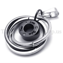 Colgante De Titanio Multianillo Negro Con El Grabado "Take Time Love"
