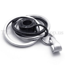 Colgante De Titanio Multianillo Negro Con El Grabado "Take Time Love"