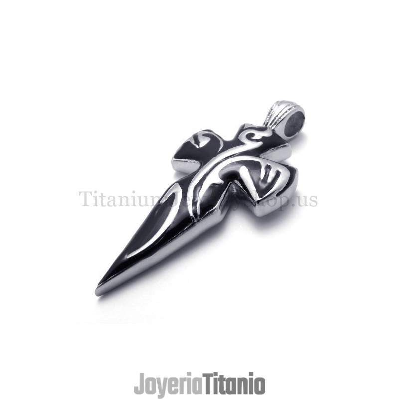 Colgante De Titanio Negro Puro Con Forma De Espada Para Hombre