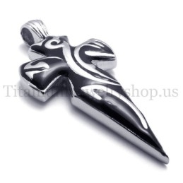 Colgante De Titanio Negro Puro Con Forma De Espada Para Hombre