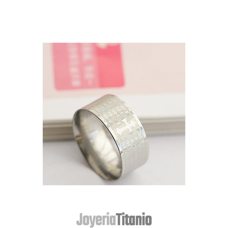 Anillo De Titanio Con Cruz De Hombre Bíblico