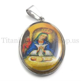 Colgante De Titanio De La Serie Madonna Y Jesús