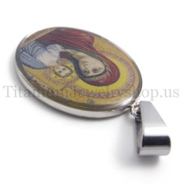 Colgante De Titanio Puro De La Serie Madonna Y Jesús