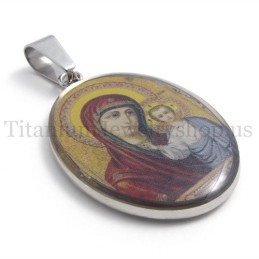 Colgante De Titanio Puro De La Serie Madonna Y Jesús