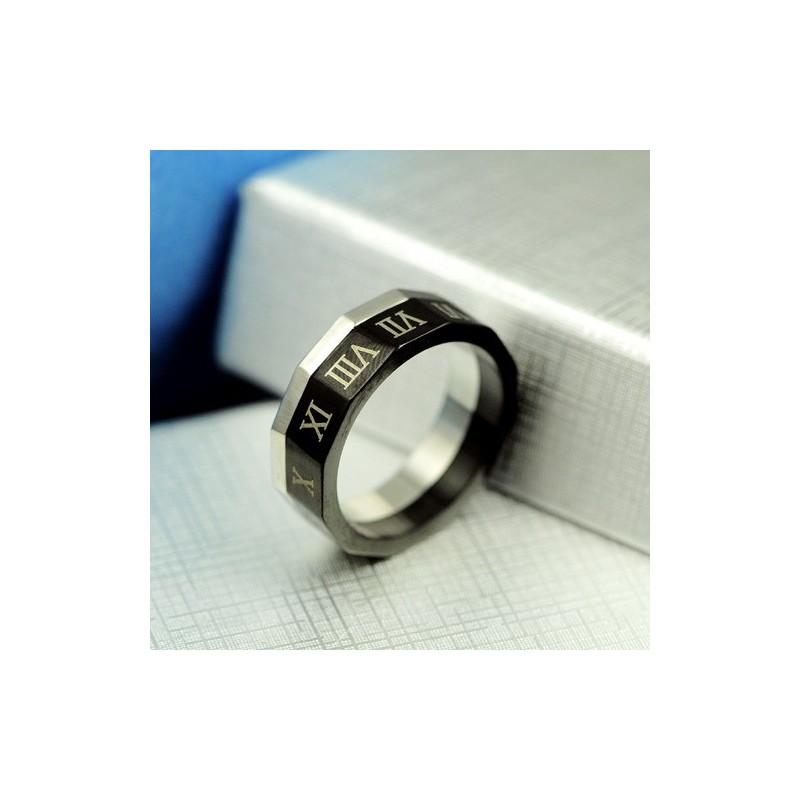 Anillo De Titanio Para Hombre Con Números Romanos