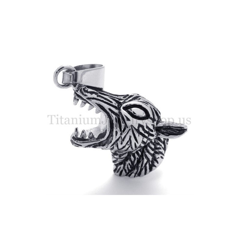 Colgante De Titanio Con Cabeza De Lobo Para Hombre Colgante De Titanio Con Cabeza De Lobo Para Hombre