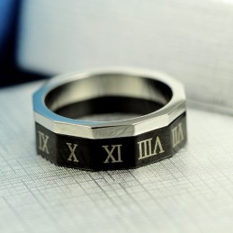 Anillo De Titanio Para Hombre Con Números Romanos