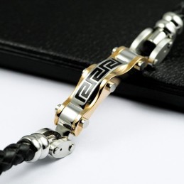Pulsera De Cuero De Titanio Con Gráfico De Pared