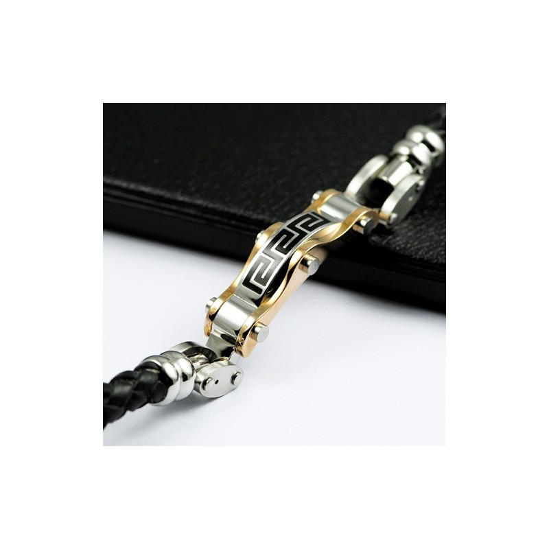 Pulsera De Cuero De Titanio Con Gráfico De Pared