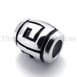 Colgante De Titanio Con Cuentas De La Suerte Y Diseño Gráfico Elipsoidal Simple