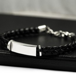 Pulsera De Cuero De Titanio De Edición Fina