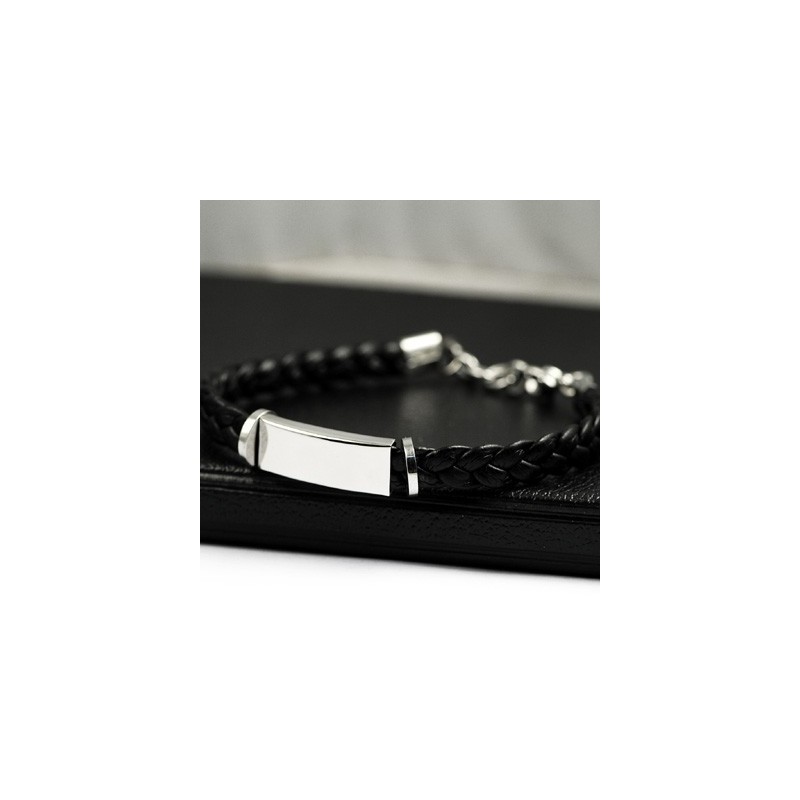 Pulsera De Cuero De Titanio De Edición Fina