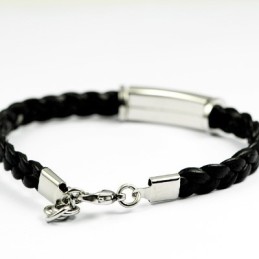 Pulsera De Cuero De Titanio De Edición Fina