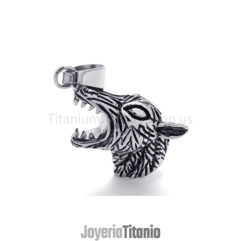 Nuevo Colgante Clásico De Titanio Con Cabeza De Lobo
