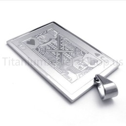 Nuevo Colgante De Titanio Con Naipes Plateados (J)