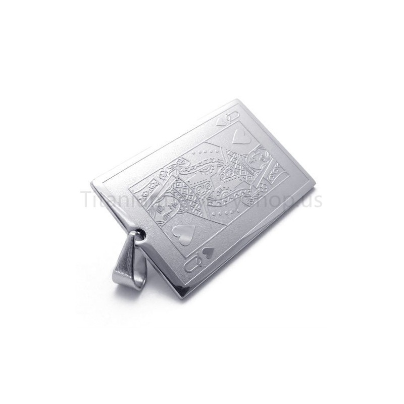 Nuevo Colgante De Titanio Con Naipes Plateados (Q)