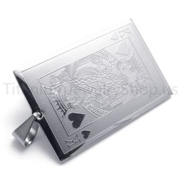 Nuevo Colgante De Titanio Con Naipes Plateados (K)