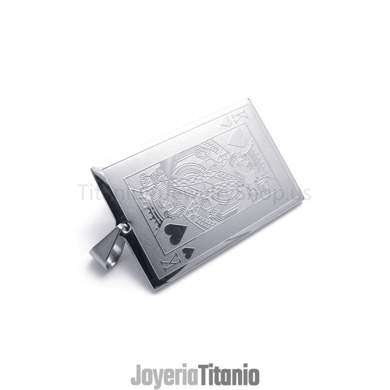 Nuevo Colgante De Titanio Con Naipes Plateados (K) Nuevo Colgante De Titanio Con Naipes Plateados (K)