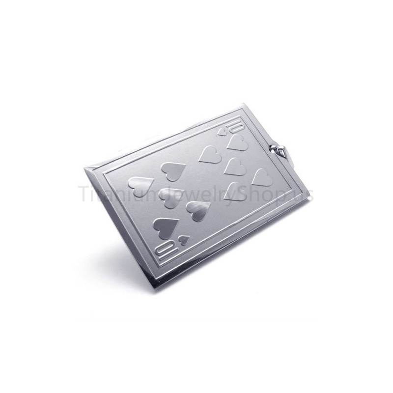 Nuevo Colgante De Titanio Con Naipes Plateados (10)