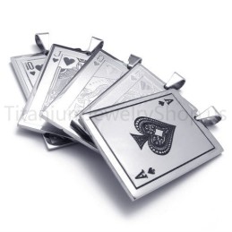 Nuevos Colgantes De Titanio Con Naipes Plateados