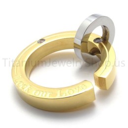 Nuevo Colgante De Titanio Dorado Con Anillo De Fractura