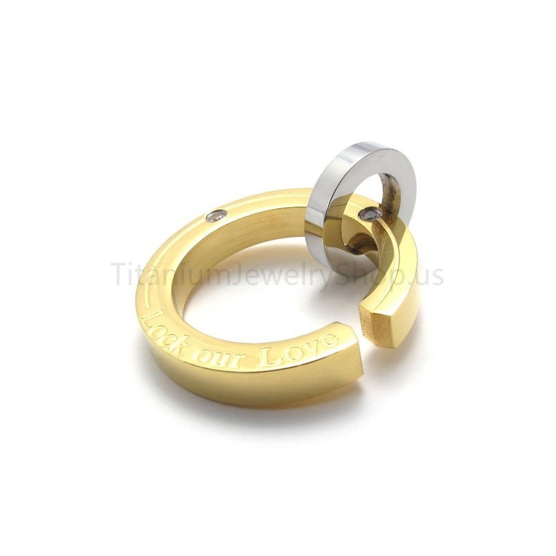 Nuevo Colgante De Titanio Dorado Con Anillo De Fractura