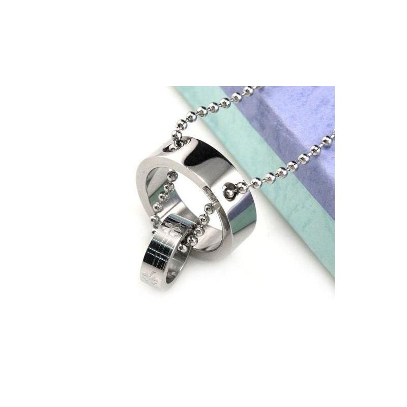 Collar Con Colgante De Titanio Puro Con Trébol Y Doble Círculo
