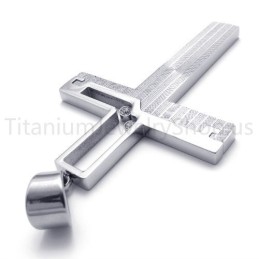Nuevo Colgante De Titanio Con Cruz Hueca Plateada