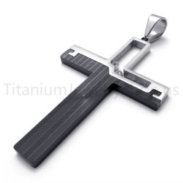 Nuevo Colgante De Titanio Con Cruz Hueca Negra