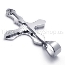 Nuevo Colgante De Cruz De Titanio Con Letras Talladas En Plata