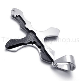 Nuevo Colgante De Titanio Con Cruz Y Letras Talladas En Duotono